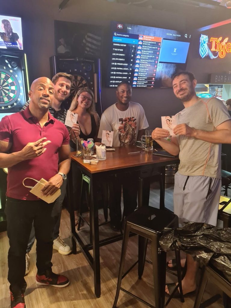 Trivia night players with host JK Hobson at Avenue Saigon